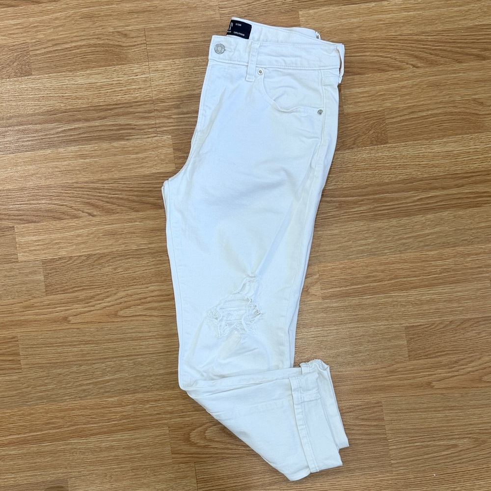 GAP White Cropped Distressed Jeans